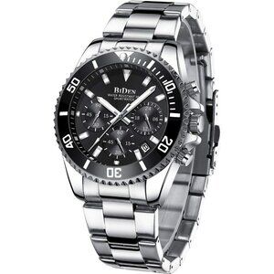 Mens Watches Chronograph Stainless Steel Waterproof Wrist Watches for Men